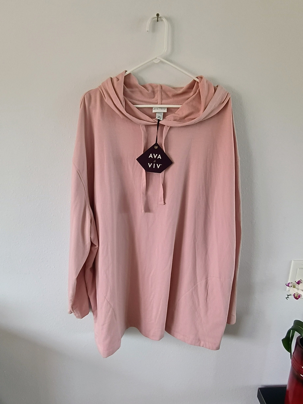 Ava & Viv 4X Blush Pink Lightweight Hoodie Lounge Top Plus Size NWT